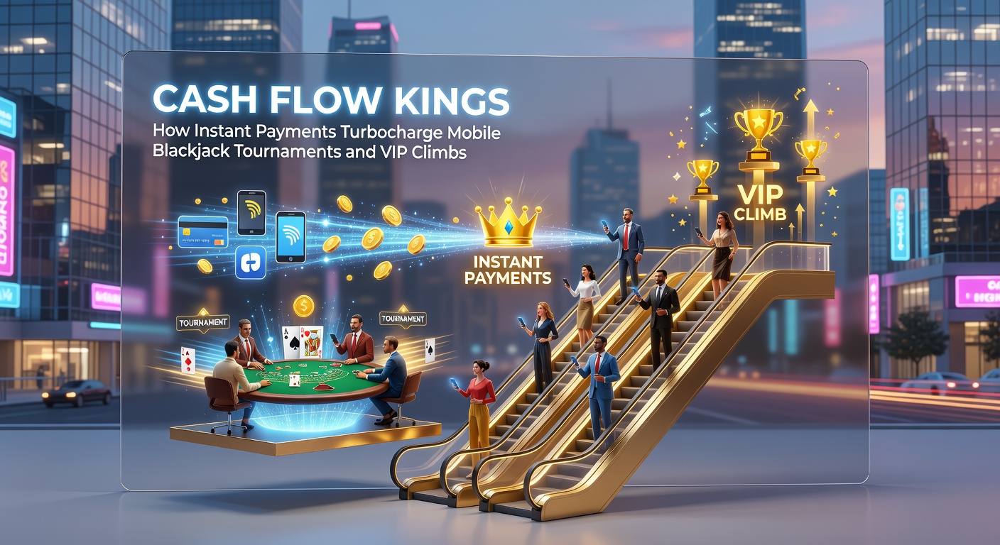 VIP-ladder grafiek met directe betalingspijlen die klimmen versnellen, naast mobiele blackjack-scherm