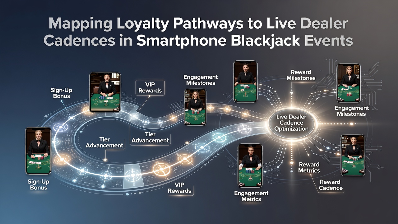 Smartphone blackjack sessie met live dealer en loyaliteit indicatoren op het scherm