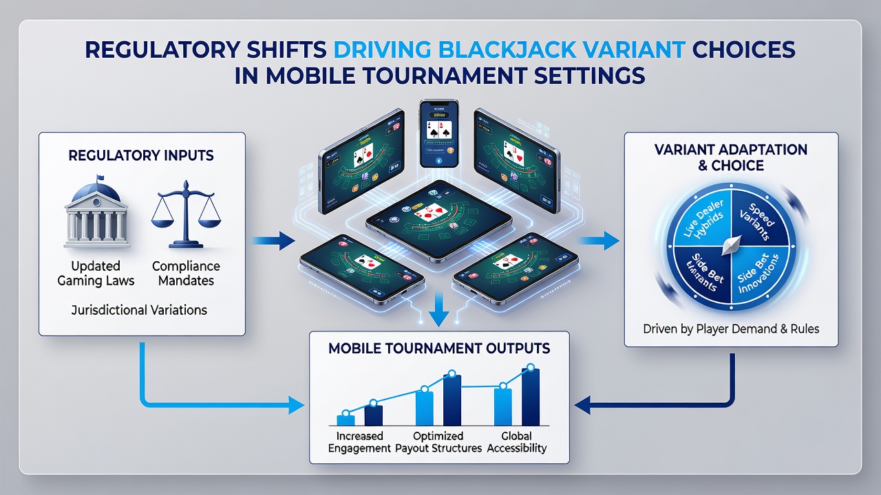 Regulatorische documenten en mobiele blackjack interfaces naast elkaar