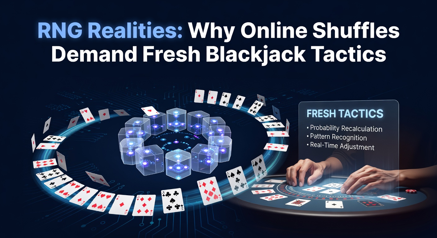 Digitale representatie van een RNG-shuffle in online blackjack, met kaarten die virtueel door elkaar worden geschud