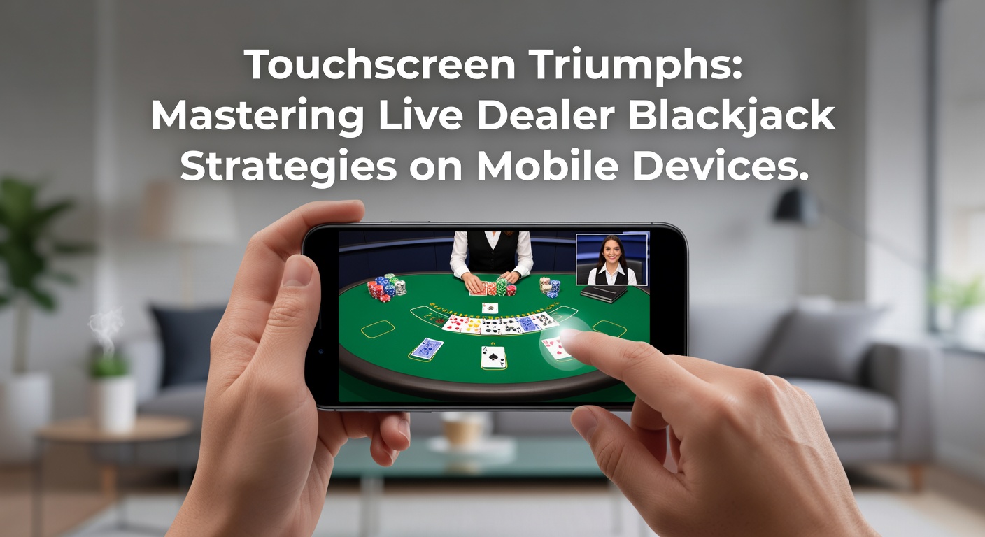 Speler veegt over touchscreen tijdens live dealer blackjack sessie op smartphone, met dealer zichtbaar op klein scherm