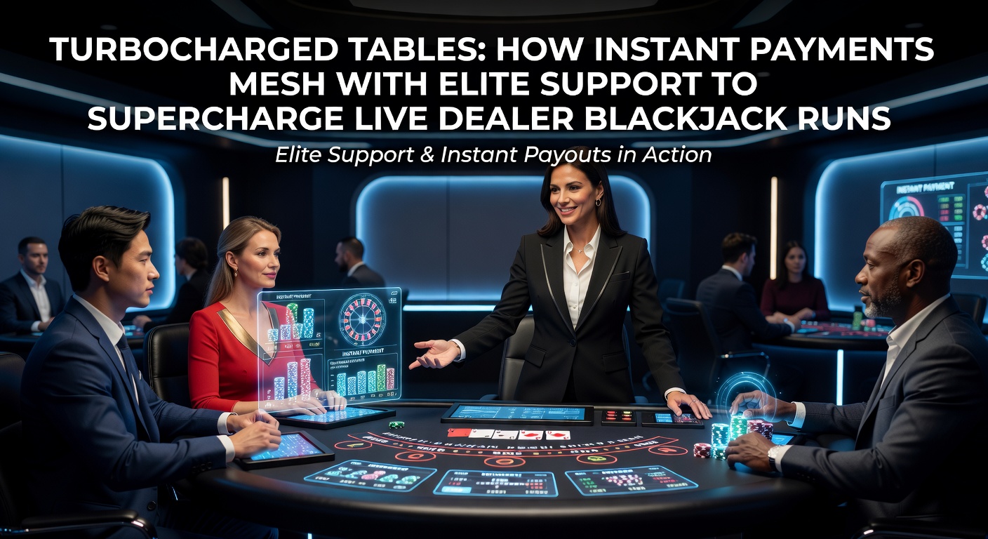 Live dealer blackjack tafel met snelle transactie-indicatoren en support chat venster op een mobiel scherm, illustrerend naadloze integratie