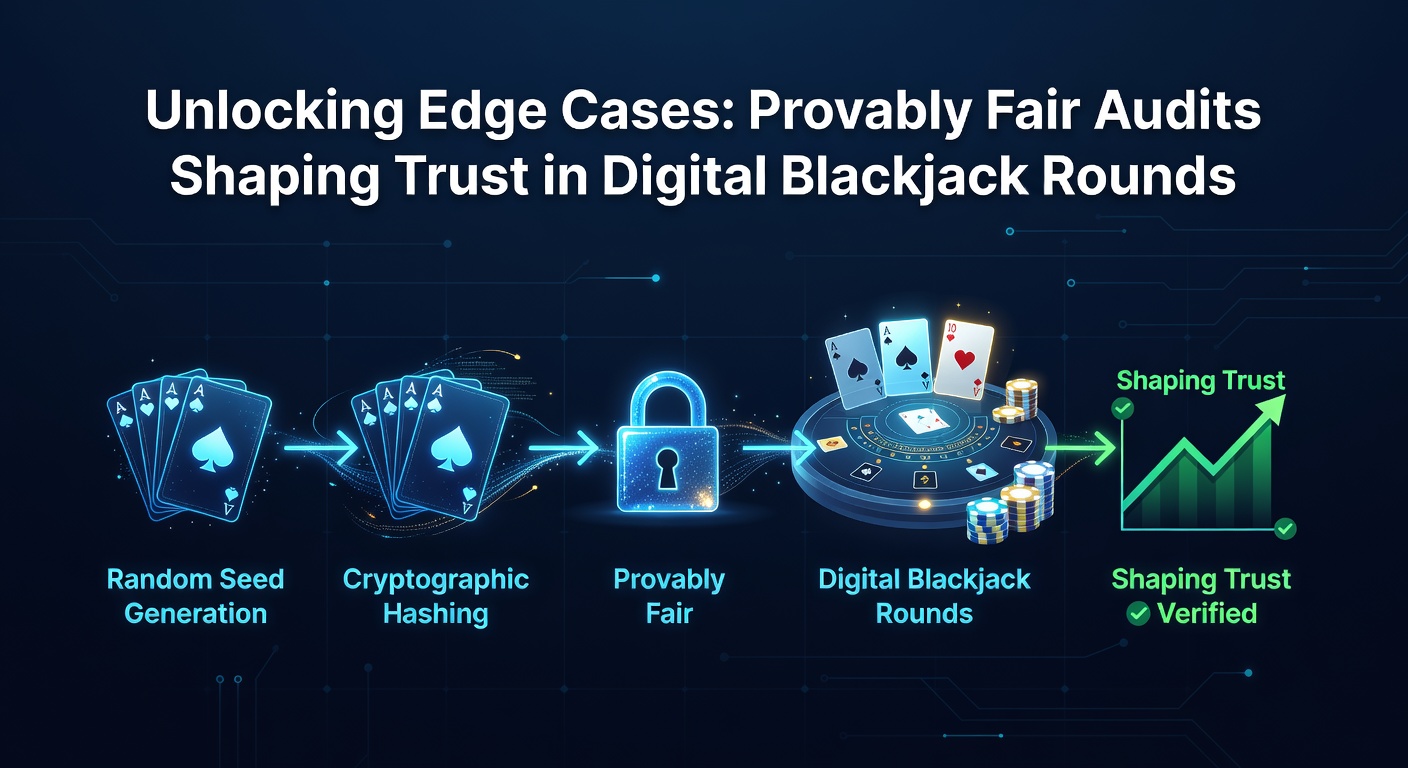 Digitale blackjacktafel met provably fair verificatie-interface zichtbaar op scherm, symboliserend transparantie in online spellen
