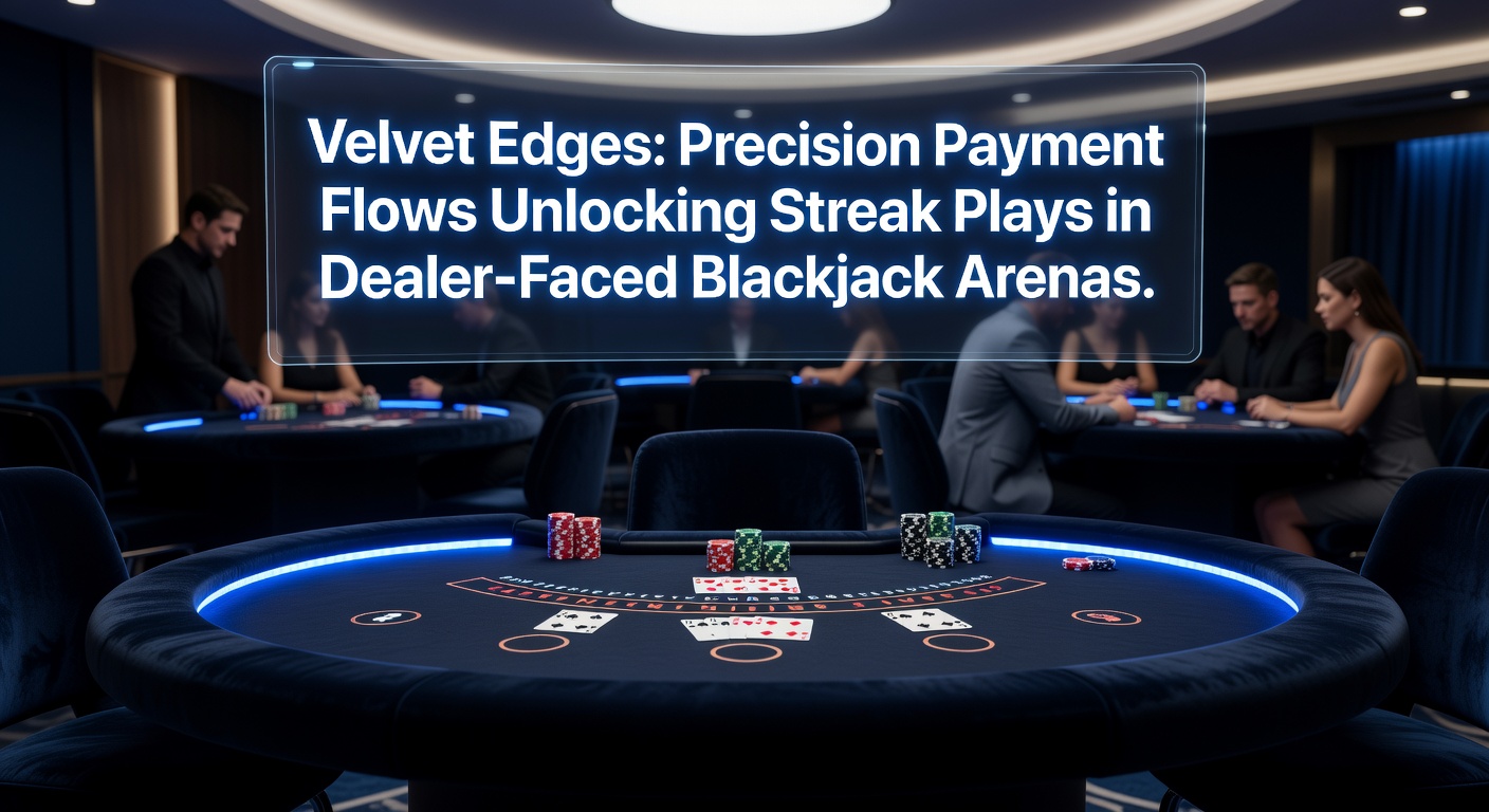 Dynamische live dealer blackjacktafel met geldstromen en streak-indicatoren die precisie betalingen visualiseren