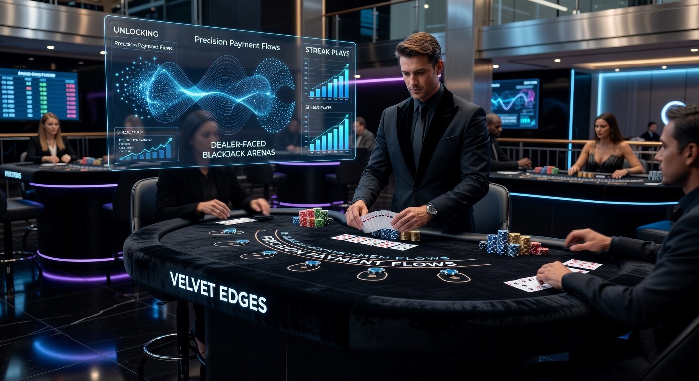 Grafiek met betalingsflows en streak-grafieken in een live blackjack sessie, illustrerend naadloze integratie