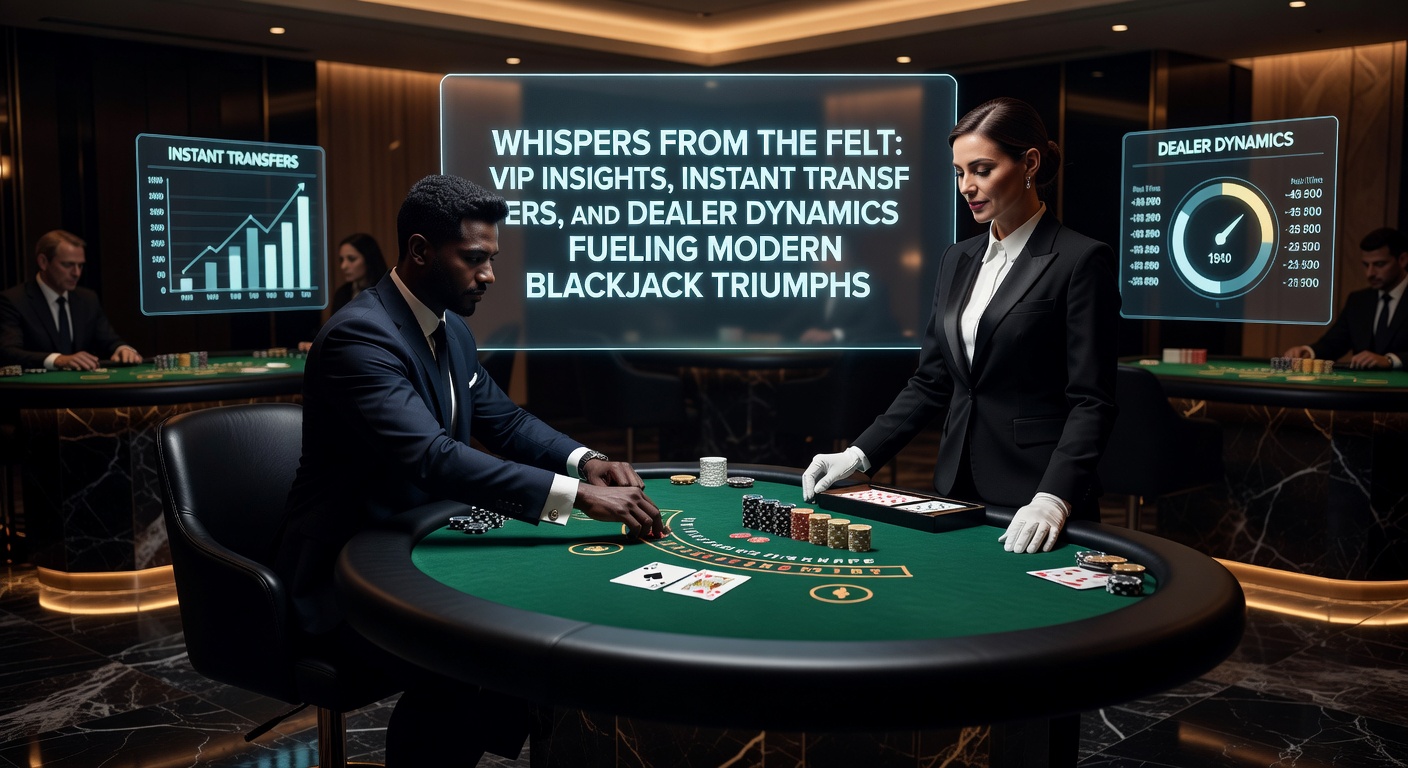 Speler aan een live blackjacktafel met dealer, groene vilten tafel en kaarten in beweging, symboliserend intense dynamieken en VIP-atmosfeer